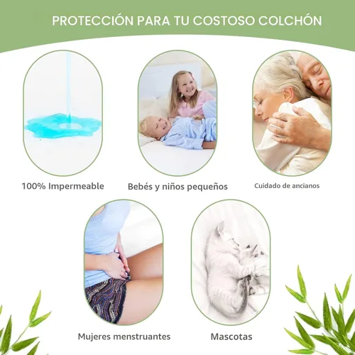 Vista 4 de Protector de colchón impermeable tamaño individual, amigable para la piel y transpirable, funda de colchón individual para niños, almohadilla