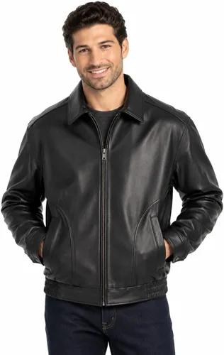 Vista 9 de REED Chaqueta de cuero All American Bomber para hombre, fabricada en EE. UU Negro