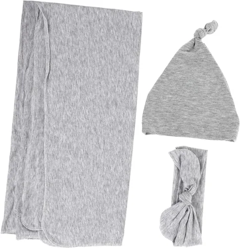 Vista 7 de Botines de algodón con diadema gris y guantes protectores suaves para una envoltura cómoda y un cuidado suave de la piel