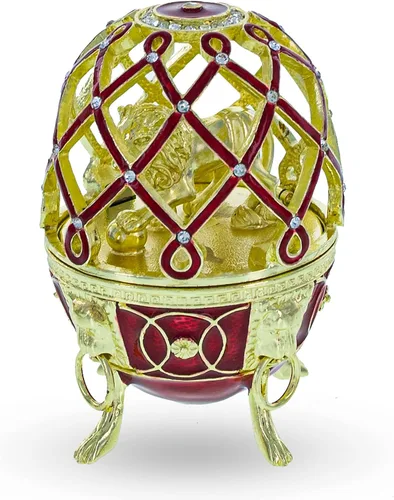 Vista 7 de BestPysanky Figura de huevo de león dorado en la jaula de joyas