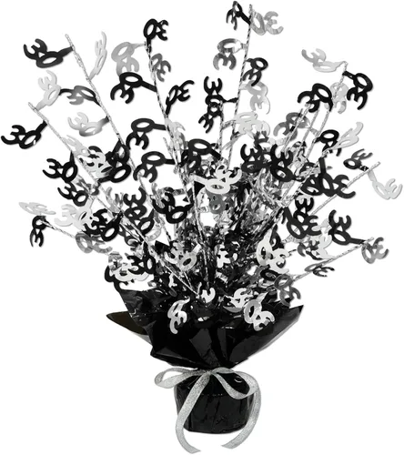 Vista 6 de Beistle Centros de mesa Gleam 'N Burst de 30 pulgadas, 2 piezas, 15 pulgadas, negro/plateado