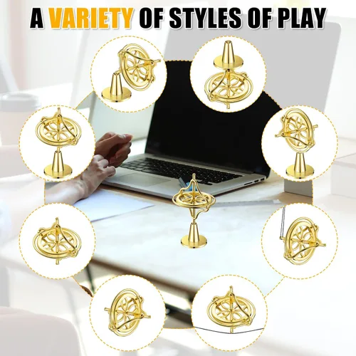 Vista 3 de Weewooday Giroscopio oro giroscopio equilibrio metal anti-gravedad Spinning Top para educativo, juguete de entrenamiento