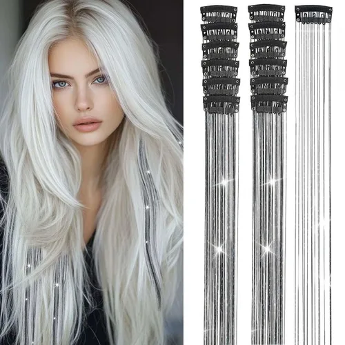 Vista 23 de Extensiones de cabello humano real con broches, 4.23 oz, 7 unidades, extensiones de cabello humano real con clip, de 14 pulgadas, rubio ceniza a