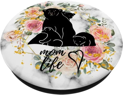 Vista 2 de Mama Bear Of Three Little Ones Rosa Acuarela Floral PopSockets PopSockets intercambiables PopGrip
