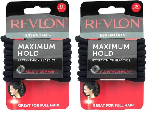 Vista 8 de Revlon Elásticos para el cabello extra gruesos, color negro, 15