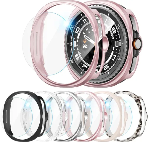Vista 13 de Paquete de 6 + 6 fundas protectoras de pantalla para Samsung Galaxy FE/Galaxy Watch 5/Galaxy Watch 4 de 1.575 pulgadas, película de vidrio templado