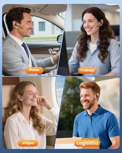 Vista 7 de New Bee Auriculares Bluetooth V5.1 72H Hablar Time Dual Mic con botón de silencio para negocios, auricular Bluetooth inalámbrico manos libres