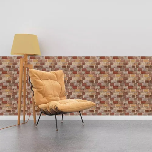 Vista 7 de SOVORM Paquete de 10 paneles de pared 3D de ladrillo sintético para despegar y pegar en marrón rojo, papel tapiz autoadhesivo para decoración
