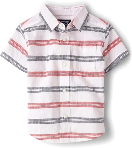Vista 10 de The Children's Place Baby Boys' and Toddler Poplin Short Sleeve Button Down Shirt (Applemint)