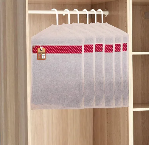 Vista 2 de atorakushon 100% algodón colgante sari cubre ropa bolsa de almacenamiento de ropa 26 x 18 pulgadas tamaño grande organizador de armario de tela