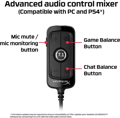 Vista 3 de HyperX Cloud Alpha S - Auriculares para juegos de PC sonido envolvente 71 graves ajustables controladores de doble cámara mezclador de chat cuero
