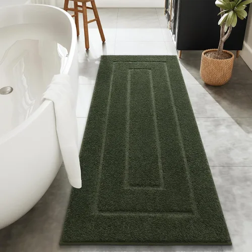 Vista 16 de HOMORE Alfombra de baño negra de 24 x 17 pulgadas, suave y absorbente, alfombra de baño pequeña, alfombra de baño lavable antideslizante para bañera