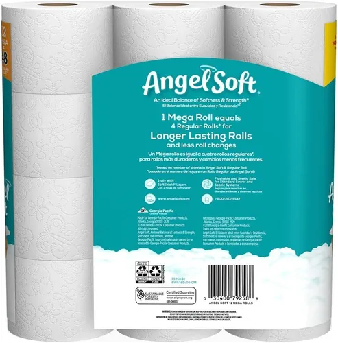 Vista 8 de Angel Soft, Papel higiénico, 12 megarrollos, 12 rollos