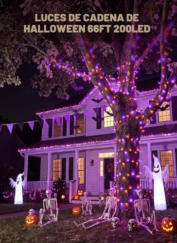 Vista 7 de Minetom 200 LED Halloween String Lights 66FT Outdoor Halloween Lights Purple & Orange