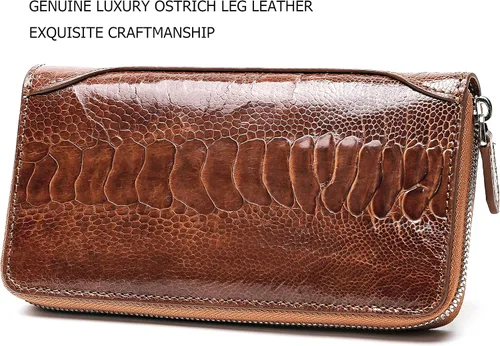 Vista 2 de Cartera de cuero de cocodrilo genuino para hombre cartera de lujo hecha a mano Marrón Minimalista