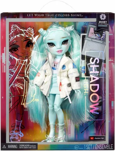 Vista 4 de Rainbow High Shadow High Zooey Electra - Muñeca de moda verde claro. Traje elegante y más de 10 accesorios de juego coloridos. Gran regalo