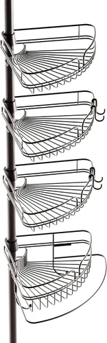 Vista 10 de Zenna Home - Organizador de esquina para regadera con barra de tensión, organizador de regadera ajustable con 4 cestas y toallero incorporado