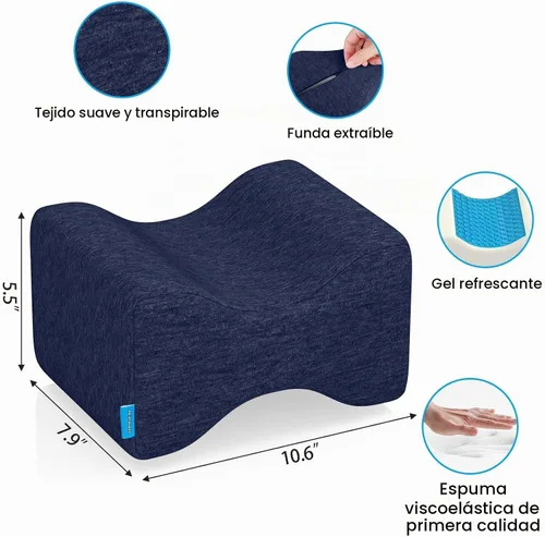 Vista 2 de Almohada de rodilla para dormir de lado, almohada de piernas con gel refrescante, azul/grande
