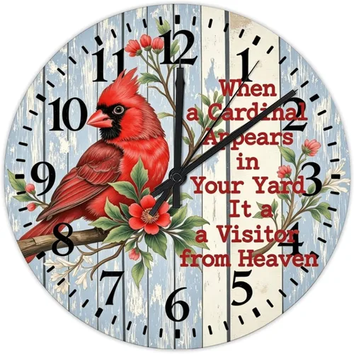 Vista 12 de Farmhouse Silent Wooden Wall Clock Non-Ticking Battery Operated 10" Retro Rustic Arabic Numerals Colorful Decorative Small Wall Clocks for Living