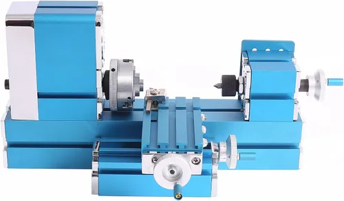 Vista 3 de Mini máquina de torno de metal, herramienta universal CNC DIY Torno de madera de sobremesa, Metalworking motorizado, Máquina de perforación superior