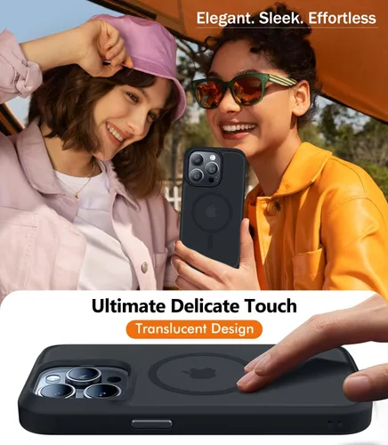 Vista 6 de BossKiss Funda compatible con iPhone 15 Pro, compatible con MagSafe, pantalla y protector de cámara, magnética, translúcida, mate, para mujeres