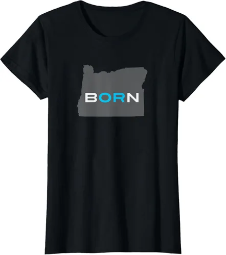 Vista 31 de Nacido en Oregon Camisa – Estado Mapa Born Idea de regalo, Negro