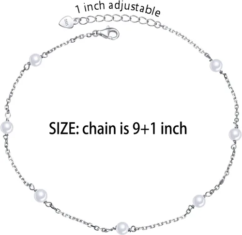 Vista 6 de Daochong - Tobillera de plata esterlina S925 ajustable, para mujer