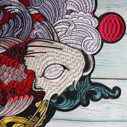 Vista 7 de Wixine Parche bordado de pez Koi japonés para coser con apliques, insignia, bricolaje, decoración de manualidades