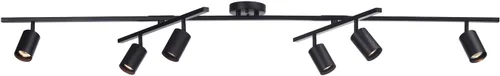 Vista 11 de Globe Electric 64000055 - Iluminación de riel de 6 luces de 42", barra central doble giratoria, color blanco mate, acentos en tono madera, luz