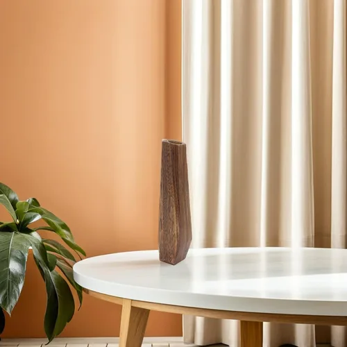 Vista 5 de Wakauto Jarrones de madera oblongos rústicos altos para piso, moderno centro de mesa de granja, jarrón decorativo de madera natural, soporte