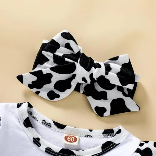 Vista 4 de GRNSHTS Conjunto de ropa para bebé recién nacida, mameluco con estampado de letras, sombrero+diadema para llegar a casa