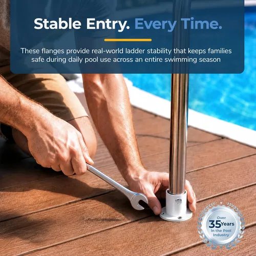 Vista 13 de Blue Wave - Bridas de escalera de piscina de aluminio fundido para piscinas sobre el suelo, paquete de 2