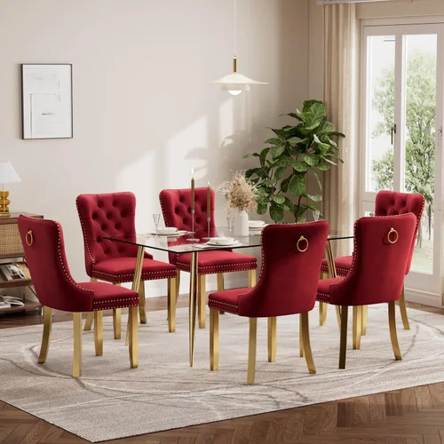 Vista 34 de Baysitone Juego de mesa de comedor de cristal de 51 pulgadas para 4, juego de 5 piezas de comedor moderno, mesa de cocina rectangular de vidrio