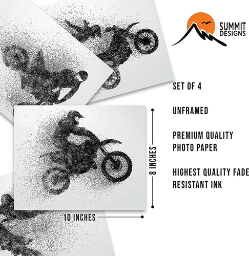 Vista 2 de Summit Designs Motocross - Regalos de motocross, decoración para pared de dormitorio, carteles para pared, decoración de motocross, arte, arte