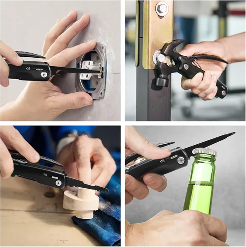 Vista 6 de BIIB - Regalos para hombres, martillo 13 en 1, accesorios de campamento multiherramienta, regalos para hombre, regalos para él, papá, novio, regalos