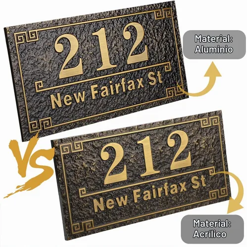 Vista 5 de Placa de dirección vintage personalizada, número de casa, letrero de dirección, relieve tallado Classic-01
