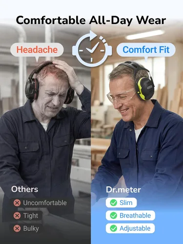 Vista 4 de Dr.meter Orejeras de reducción de ruido, auriculares de protección auditiva Z Negro Verde2
