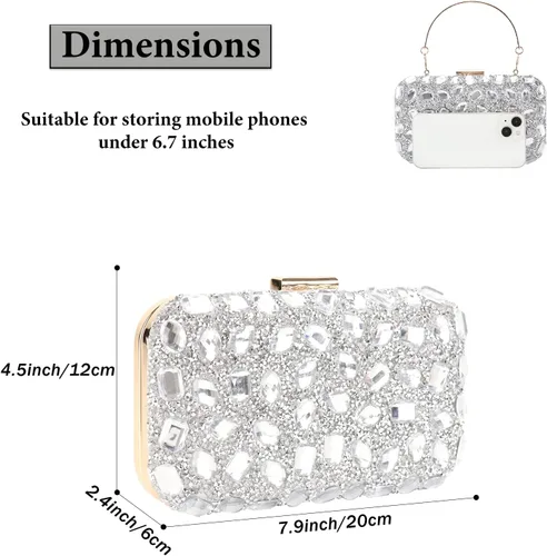 Vista 2 de Bolso de noche con lentejuelas brillantes y diamantes de imitación para mujer, bolso de hombro para boda, fiesta, baile de graduación