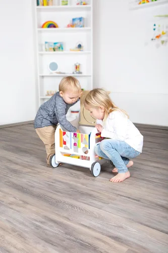 Vista 11 de Small Foot Wooden Toys - Andador de elefante dulce prémium y centro de actividades 5 en 1 diseñado para niños pequeños de 12 meses en adelante