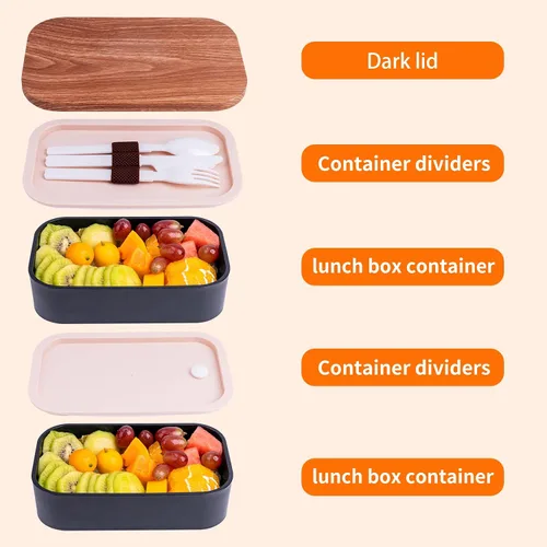 Vista 2 de Bento Box - Lonchera para adultos a prueba de fugas, 54 onzas, color negro