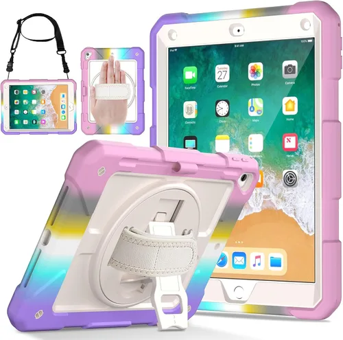 Vista 8 de LTROP Funda Protectora para iPad de 6ª/5ª Generación y iPad Air 2, Funda para iPad de 9.7 Pulgadas con Correa para el Hombro, Soporte