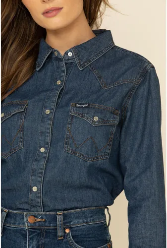 Vista 4 de Wrangler Camisa retro de manga larga para mujer