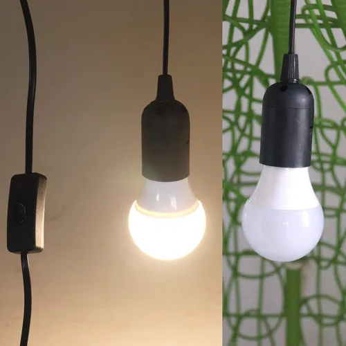 Vista 7 de Paquete de 2 cables de extensión de enchufe de luz LED E26/E27 de 5.9 pies con interruptor de encendido/apagado y enchufe de alimentación de CA