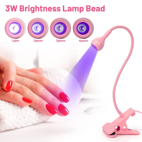 Vista 2 de AORAEM Lámparas LED de uñas de 3 W, lámpara flexible de cuello de cisne de secado rápido + lámpara de uñas recargable de cuello de cisne luz UV