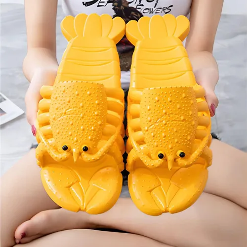 Vista 5 de Kvikci Pantuflas de langosta, unisex de verano, divertidas sandalias de lubina, sandalias de langosta para parejas, zapatos de baño