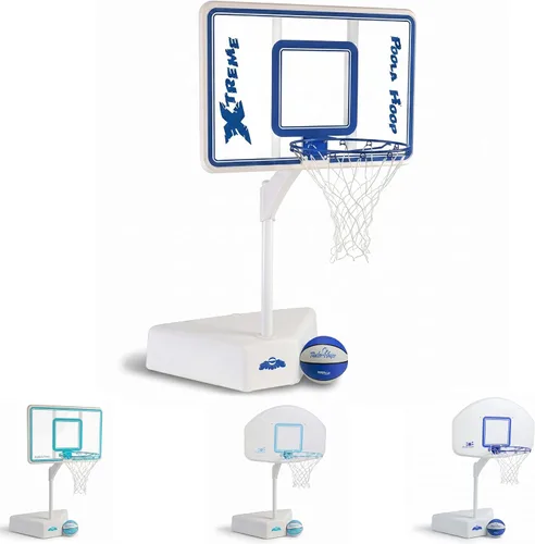 Vista 12 de Dunn-Rite Splash & Shoot, aro de baloncesto ajustable para piscina al aire libre con altura variable, pelota, base y borde de acero inoxidable de 18
