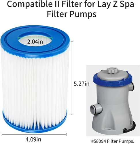 Vista 6 de WuYan Paquete de 4 filtros de piscina compatibles con cartucho tipo II, filtro de repuesto compatible con bomba de filtro de spa Lay Z