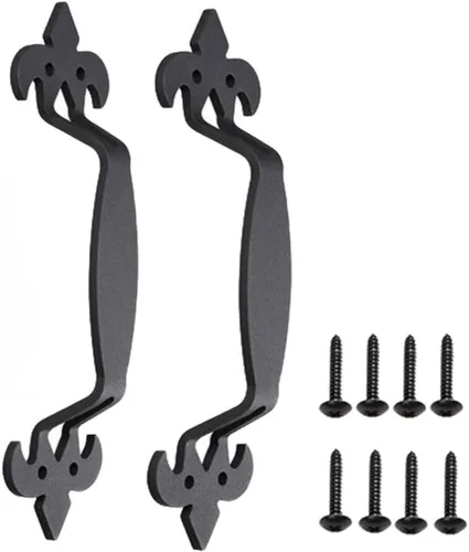 Vista 12 de Tirador Clásico de Puerta – Tirador de Acero Resistente para Portones, Puertas de Granero, Cercas Exteriores, Negro, 7 Pulgadas