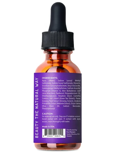 Vista 9 de Eve Hansen Suero hidratante de ácido hialurónico para la cara con vitamina C, vitamina E, té verde 72% hidratante facial reafirmante orgánico