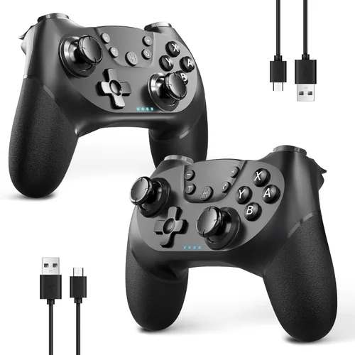 Vista 8 de AceGamer Wireless Pro Controller for Nintendo Switch/Lite/OLED/Switch 2/PC, 2 pack, Dual Vibration/Turbo/Ergonomic ! (Black&White)